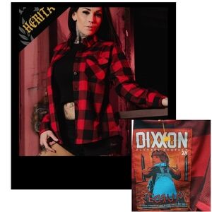 DIXXON Redrum Red and Black Plaid Button Down Shirt Redrum  2X Grunge No Fading